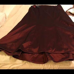 Long Taffeta Tulip Skirt-Wine Color